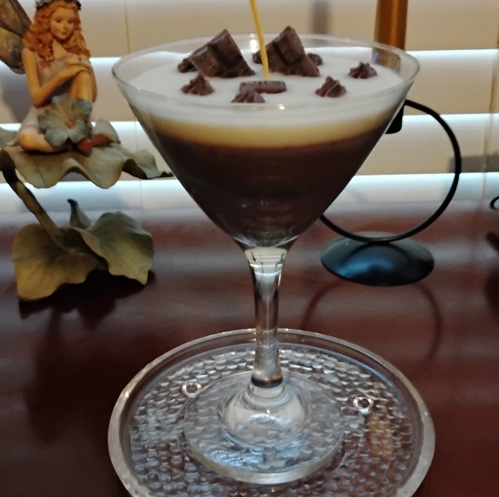 Elegant Brown and White Scented Martini Glass Candle